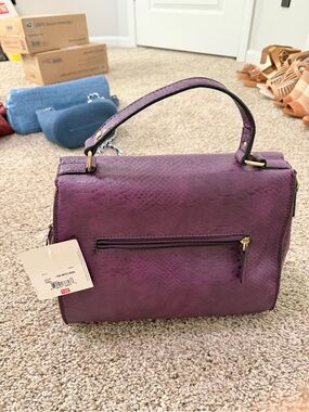 Purple Textured Top-Handle Women's Bag